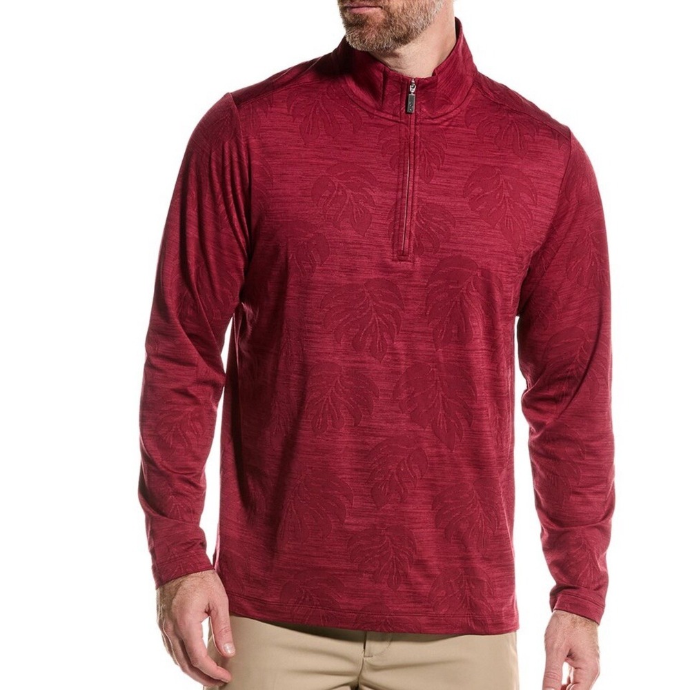 Tommy Bahama Men's Monstera Fade Island Zone Half Zip Sweatshirt Red Size‎ XXL